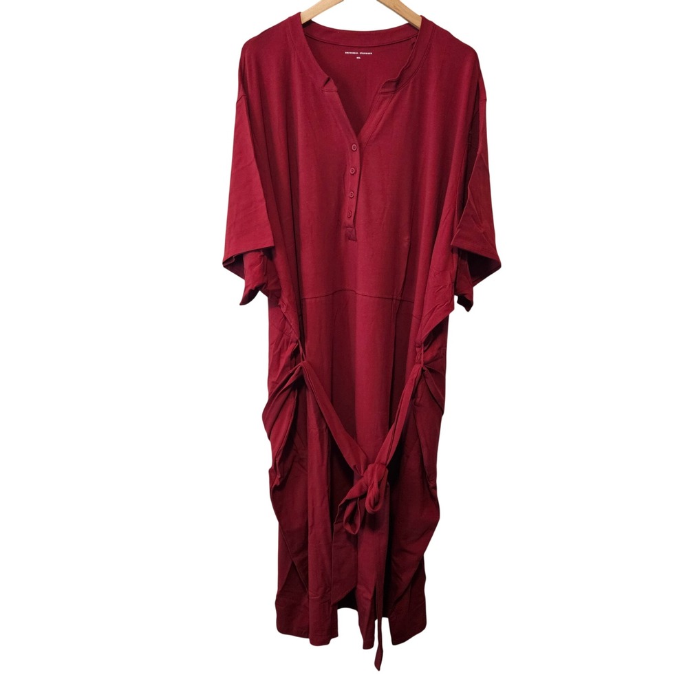 Universal Standard Pima Cotton Short Sleeve Tie Waist Midi Dress Plus Sz 38-40